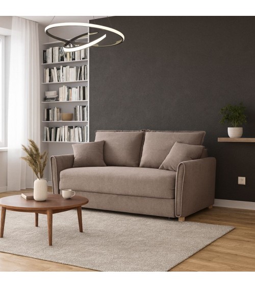 Divano letto Cassie con contenitore in Barrel 19 taupe