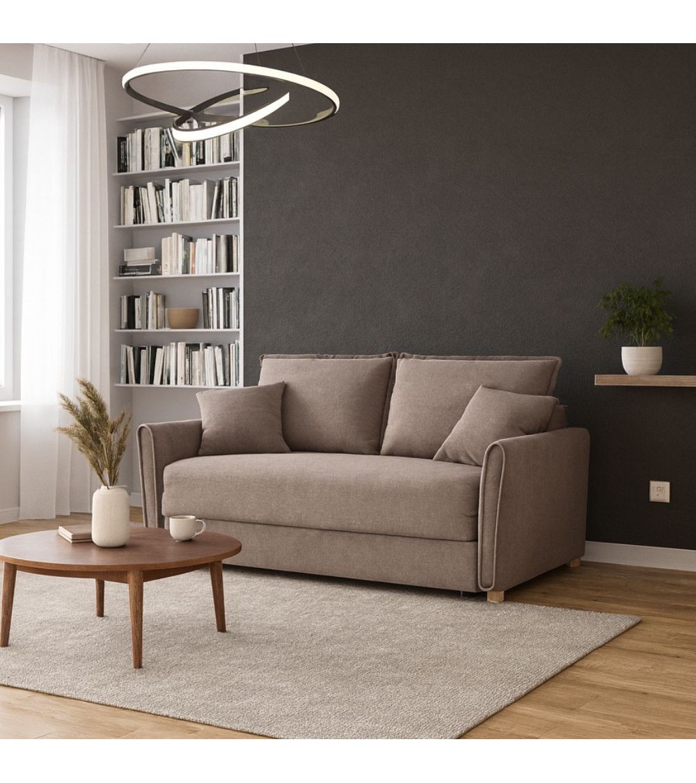 Divano letto Cassie con contenitore in Barrel 19 taupe