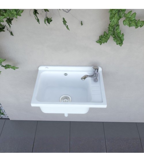 Pilozzo a muro 2051FSCAT con kit di scarico autopulente 58x38 cm. colore bianco