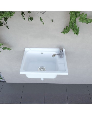 Pilozzo a muro 2051FSCAT con kit di scarico autopulente 58x38 cm. colore bianco