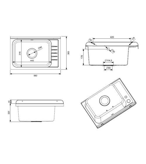 Pilozzo a muro 2051FNSCAT con kit di scarico autopulente 58x38 cm. colore nero