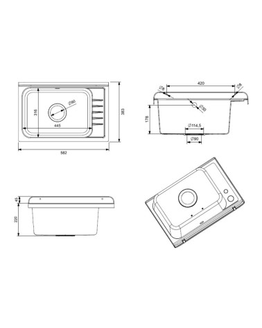 Pilozzo a muro 2051FNSCAT con kit di scarico autopulente 58x38 cm. colore nero