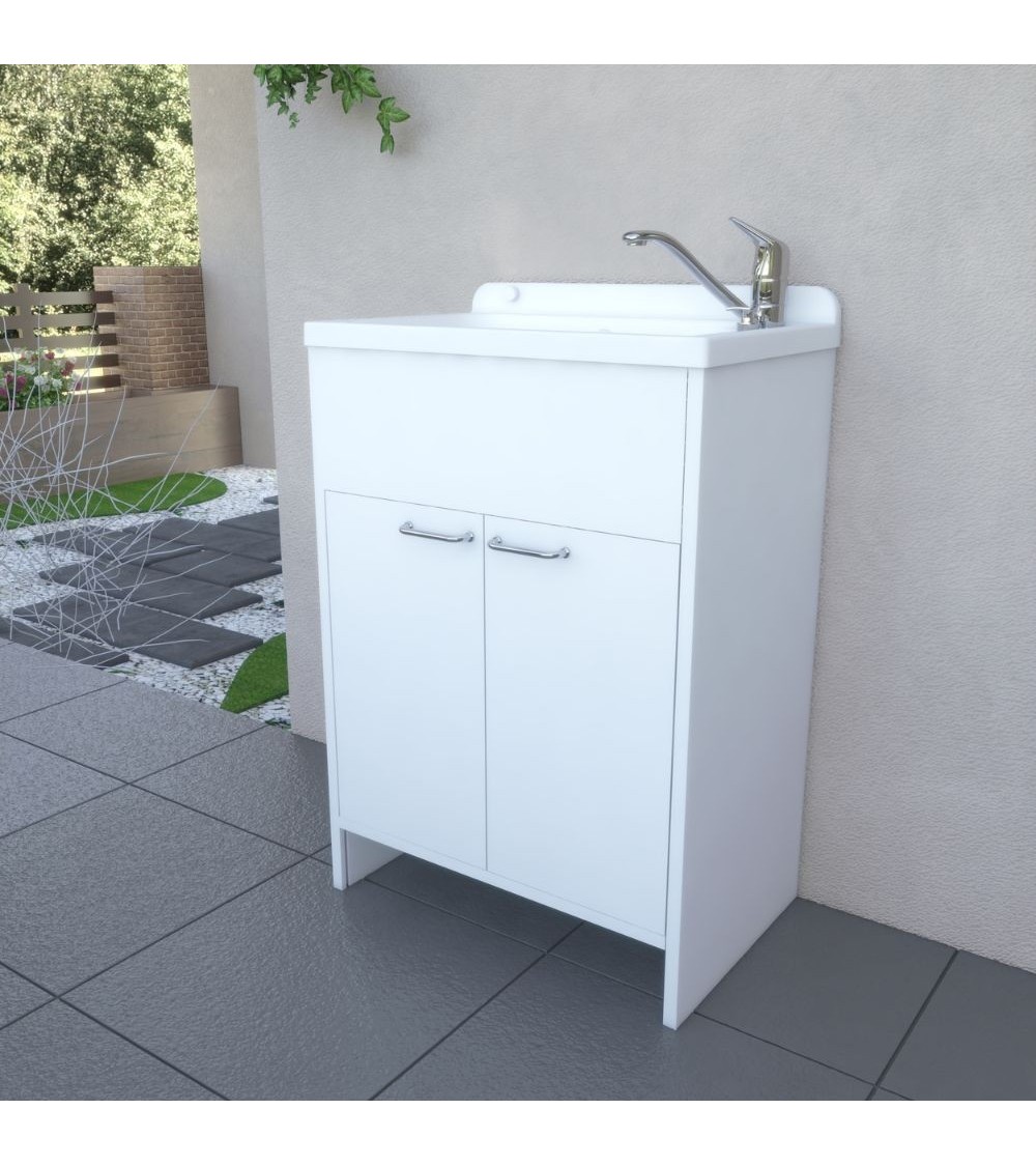 Mobile lavatoio salvaspazio Platone 58x38 cm. colore bianco