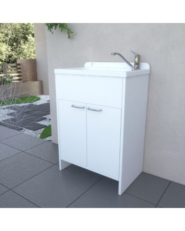 Mobile lavatoio salvaspazio Platone 58x38 cm. colore bianco