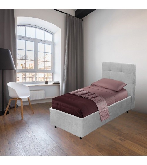 Letto singolo Ascoli contenitore in tessuto Enjoy 20 grigio chiaro