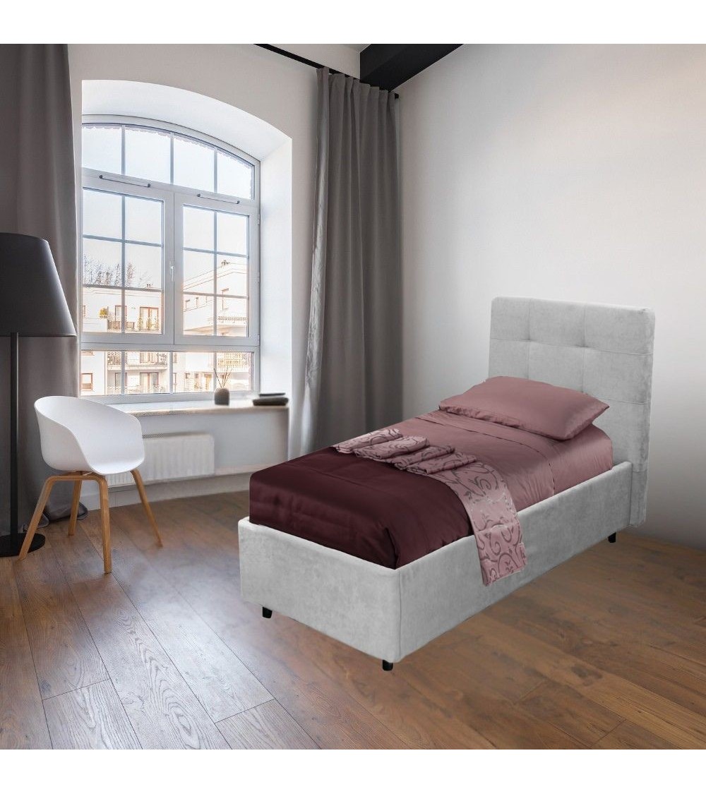 Letto singolo Ascoli contenitore in tessuto Enjoy 20 grigio chiaro