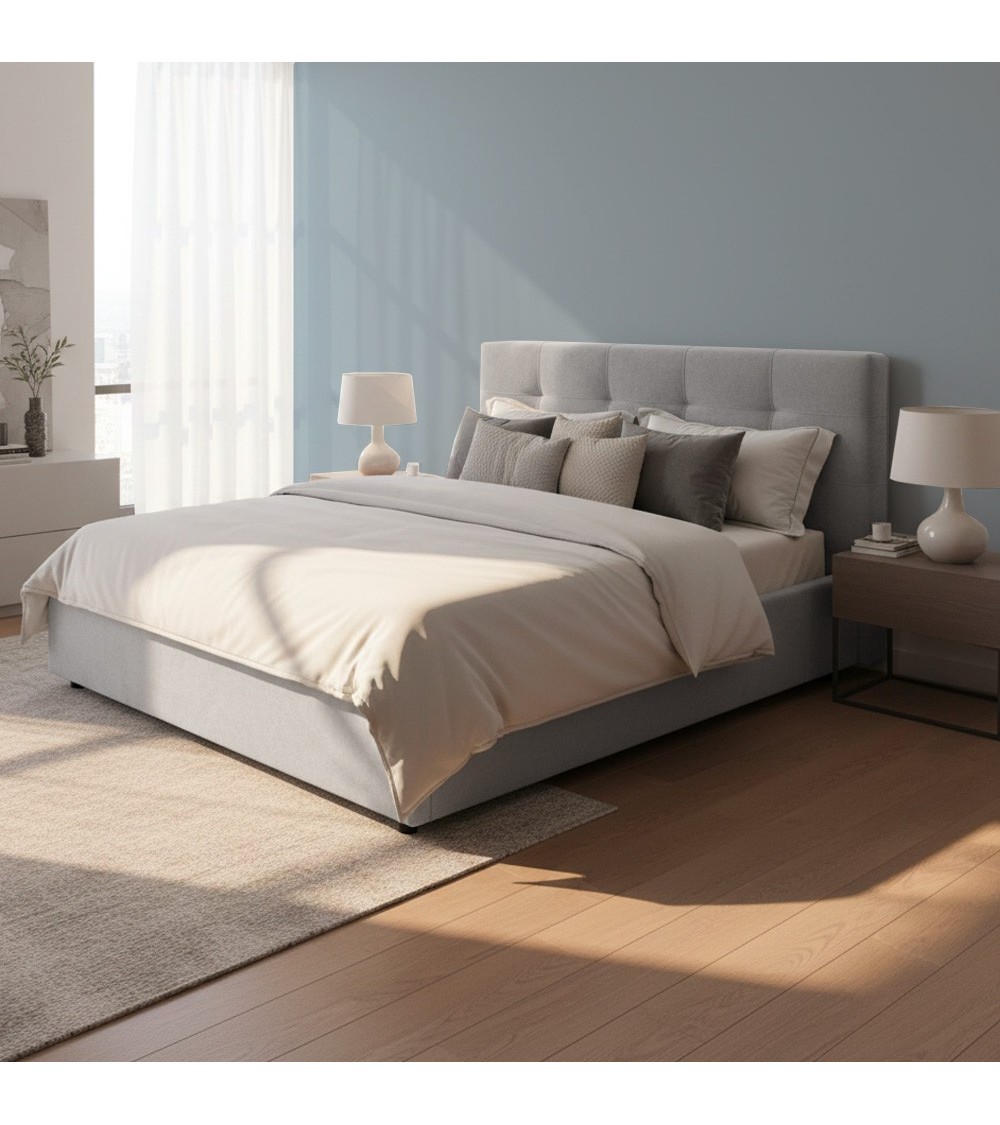 Letto matrimoniale Ascoli contenitore in tessuto Enjoy 20 grigio chiaro