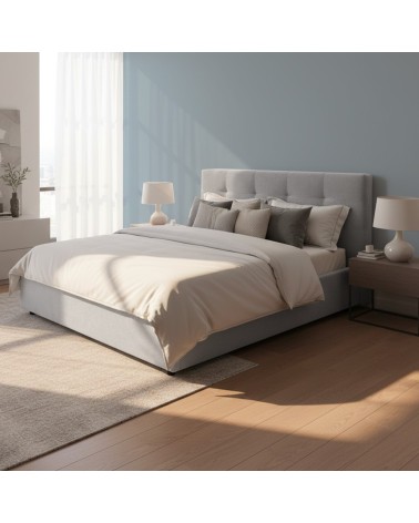 Letto matrimoniale Ascoli contenitore in tessuto Enjoy 20 grigio chiaro