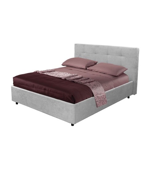 Letto matrimoniale Ascoli contenitore in tessuto Enjoy 20 grigio chiaro