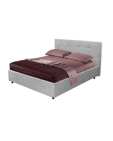 Letto matrimoniale Ascoli contenitore in tessuto Enjoy 20 grigio chiaro