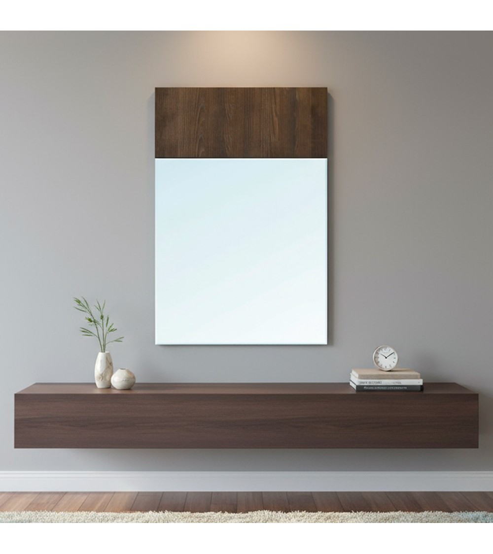 Specchiera Brown con dettaglio in legno L 70 x H 110 cm.