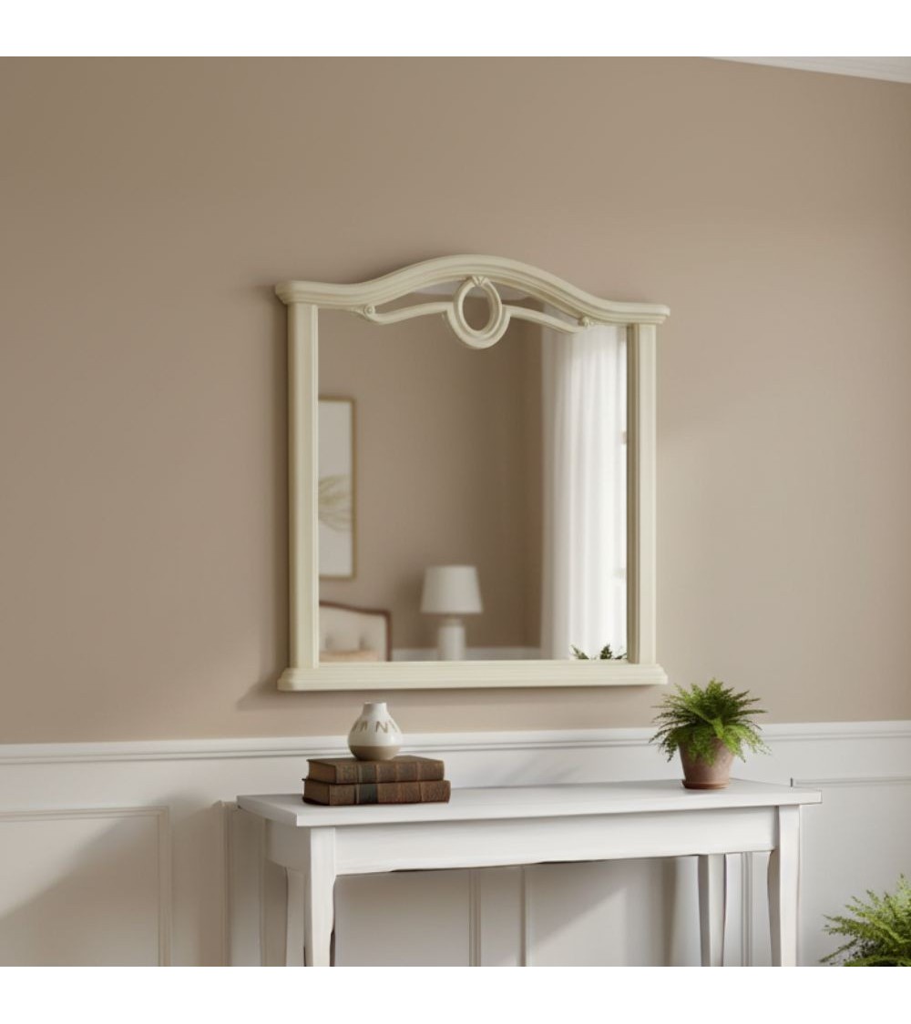 Specchiera Cerchio con cornice in legno con motivo ovale L 85 x H 95.5 cm colore beige