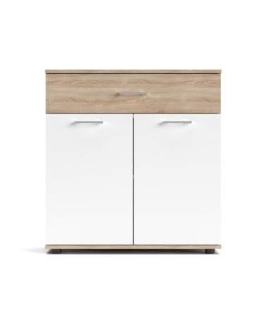 Mobile multiuso Irys con 2 ante e un cassetto colore bianco e rovere sonoma