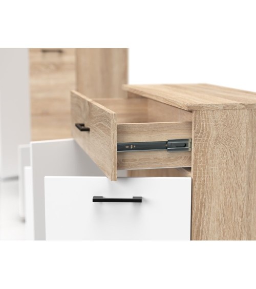 Mobile multiuso Irys con 2 ante e un cassetto colore bianco e rovere sonoma