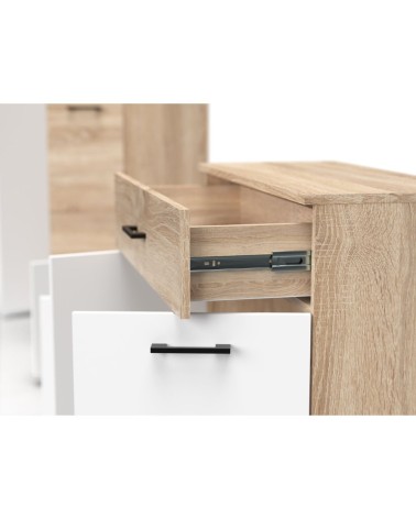 Mobile multiuso Irys con 2 ante e un cassetto colore bianco e rovere sonoma