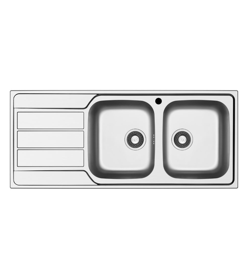 Lavello incasso Tirreno116 con 2 vasche destre e gocciolatoio sinistro inox