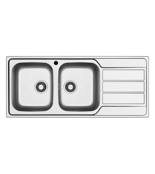 Lavello incasso Tirreno116 con 2 vasche sinistre e gocciolatoio destro inox