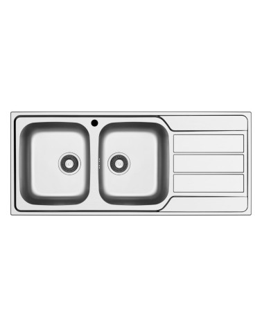 Lavello incasso Tirreno116 con 2 vasche sinistre e gocciolatoio destro inox