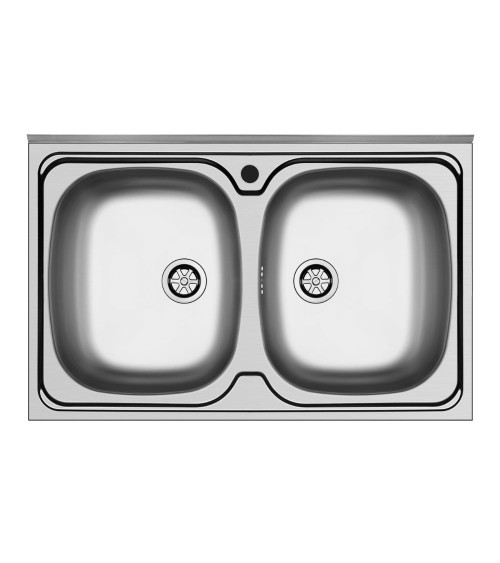 Lavello da appoggio Mediterraneo802 con 2 vasche e alzatina inox