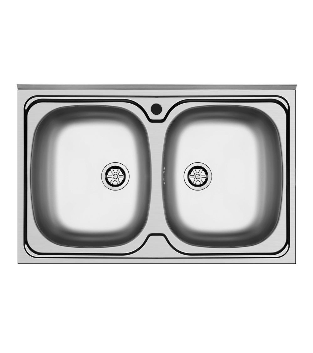 Lavello da appoggio Mediterraneo802 con 2 vasche e alzatina inox