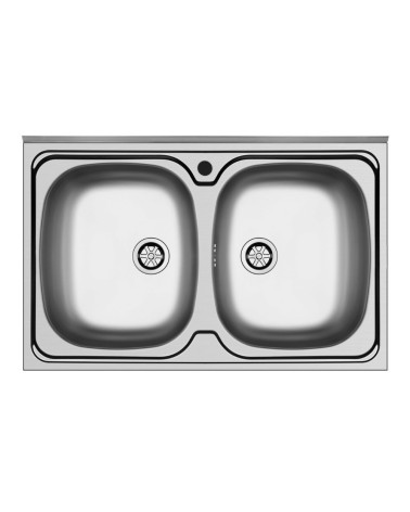 Lavello da appoggio Mediterraneo802 con 2 vasche e alzatina inox