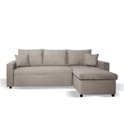 Divano con penisola reversibile Golf e letto estraibile in tessuto Enjoy03 tortora