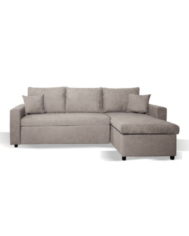 Divano con penisola reversibile Golf e letto estraibile in tessuto Enjoy03 tortora