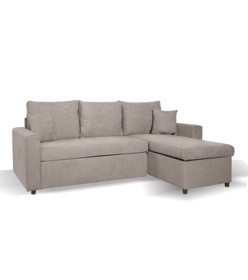 Divano con penisola reversibile Golf e letto estraibile in tessuto Enjoy03 tortora