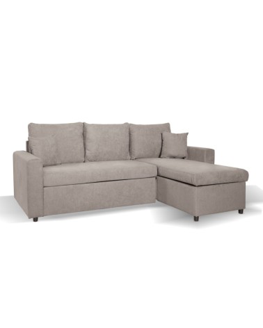 Divano con penisola reversibile Golf e letto estraibile in tessuto Enjoy03 tortora