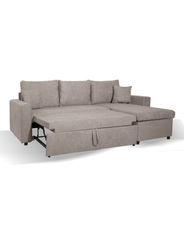 Divano con penisola reversibile Golf e letto estraibile in tessuto Enjoy03 tortora