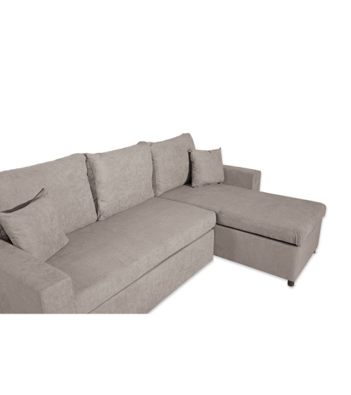 Divano con penisola reversibile Golf e letto estraibile in tessuto Enjoy03 tortora