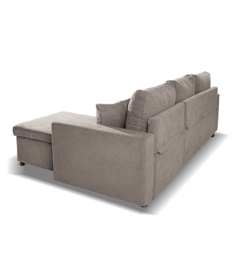 Divano con penisola reversibile Golf e letto estraibile in tessuto Enjoy03 tortora