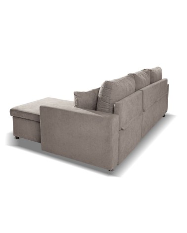 Divano con penisola reversibile Golf e letto estraibile in tessuto Enjoy03 tortora