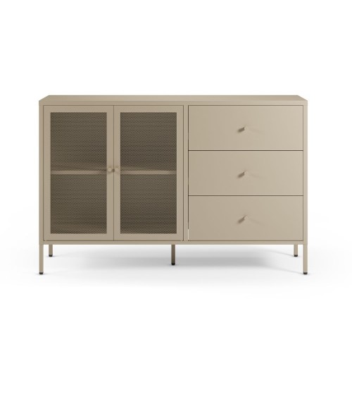 Credenza Fayna19353 in metallo con 2 ante e 3 cassetti colore sabbia