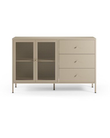 Credenza Fayna19353 in metallo con 2 ante e 3 cassetti colore sabbia