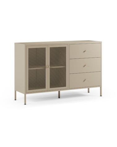 Credenza Fayna19353 in metallo con 2 ante e 3 cassetti colore sabbia