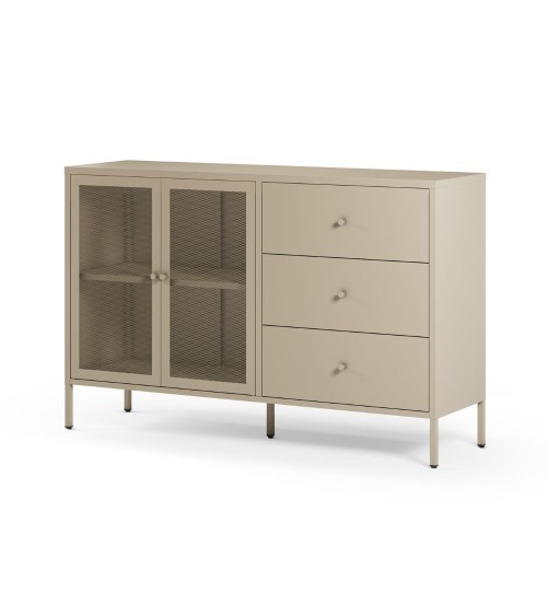 Credenza Fayna19353 in metallo con 2 ante e 3 cassetti colore sabbia