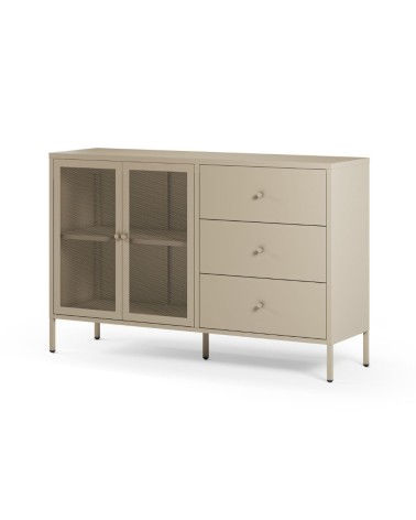 Credenza Fayna19353 in metallo con 2 ante e 3 cassetti colore sabbia