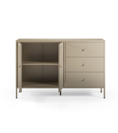 Credenza Fayna19353 in metallo con 2 ante e 3 cassetti colore sabbia