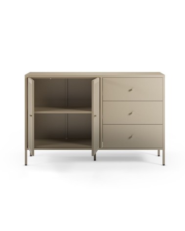 Credenza Fayna19353 in metallo con 2 ante e 3 cassetti colore sabbia