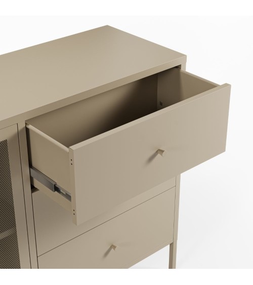 Credenza Fayna19353 in metallo con 2 ante e 3 cassetti colore sabbia