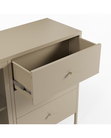 Credenza Fayna19353 in metallo con 2 ante e 3 cassetti colore sabbia