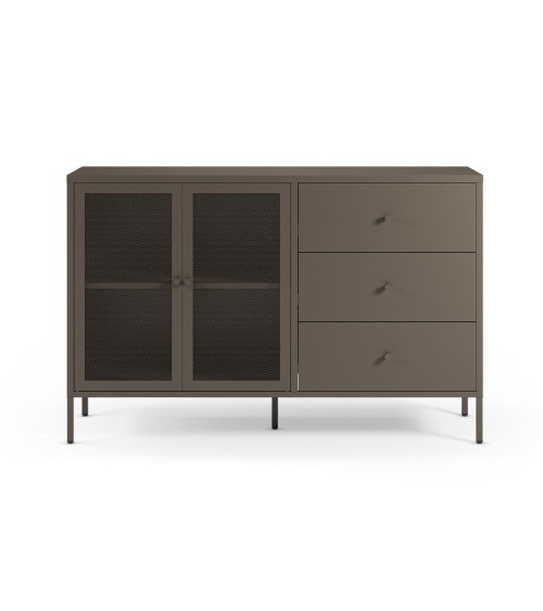 Credenza Fayna19352 in metallo con 2 ante e 3 cassetti colore mocha