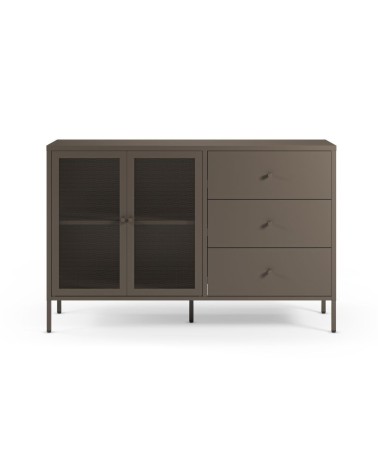 Credenza Fayna19352 in metallo con 2 ante e 3 cassetti colore mocha
