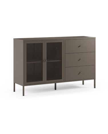 Credenza Fayna19352 in metallo con 2 ante e 3 cassetti colore mocha
