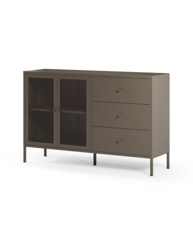 Credenza Fayna19352 in metallo con 2 ante e 3 cassetti colore mocha