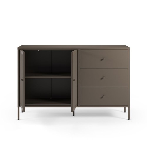Credenza Fayna19352 in metallo con 2 ante e 3 cassetti colore mocha
