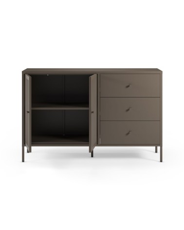 Credenza Fayna19352 in metallo con 2 ante e 3 cassetti colore mocha