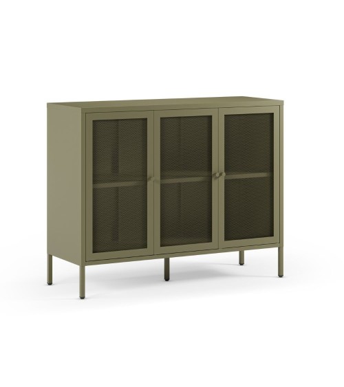 Credenza Fayna19354 in metallo con 3 ante colore verde