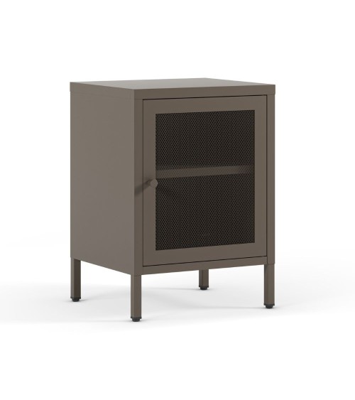 Comodino Fayna19364 in metallo con 1 anta colore mocha